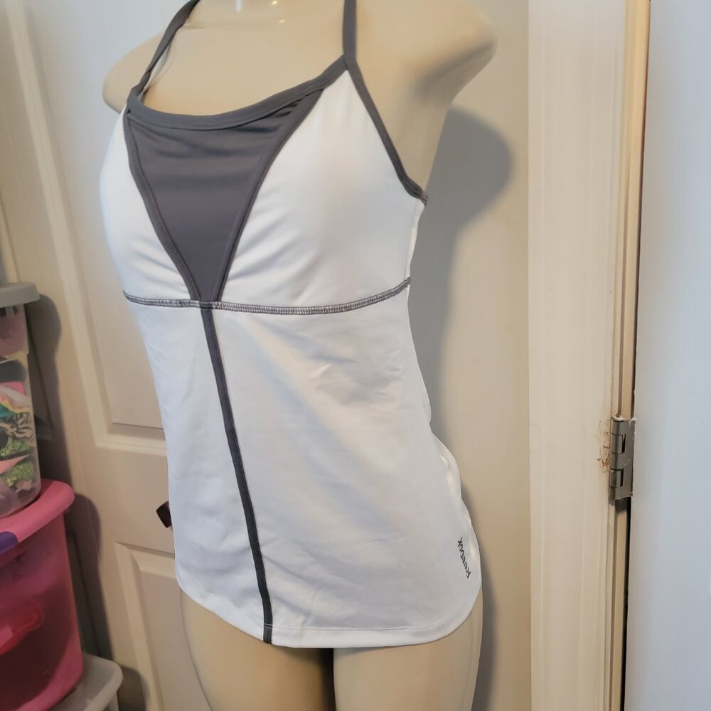 Reebok Athletic Tennis Workout Racerback Tank Top White/Gray - Picture 5 of 11